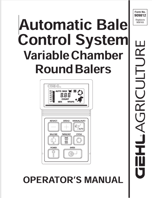 GEHL RB2580 RB2680 RB2880 Variable Chamber Round Balers 909812A Operator Manual PDF