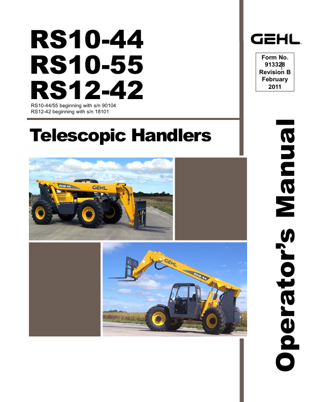 GEHL RS10-44 RS10-55 RS12-42 Telescopic Handler 913328B Operator Manual PDF