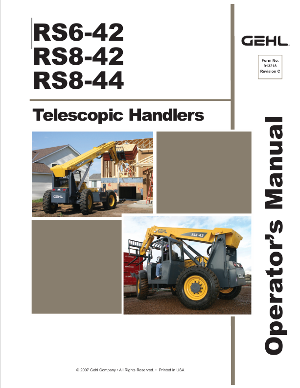 GEHL RS6-42, RS8-42 & RS8-44 (913218C) Operator Manual PDF Download