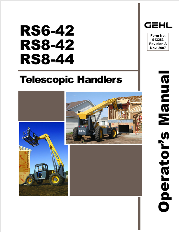 GEHL RS6-42, RS8-42 & RS8-44 Telescopic Handler Operator Manual PDF (913283A) – Instant Download