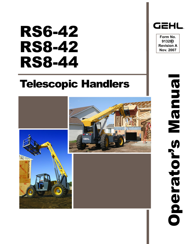 GEHL RS6-42, RS8-42, RS8-44 TELESCOPIC HANDLERS (913283A) OPERATOR MANUAL PDF DOWNLOAD