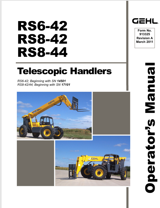 GEHL RS6-42 RS8-42 RS8-44 Telescopic Handler 913325A Operator Manual PDF