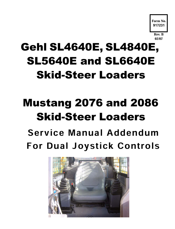 GEHL SL4640E SL4840E SL5640E SL6640E Skid Steer Loaders 917231 Service Manual PDF