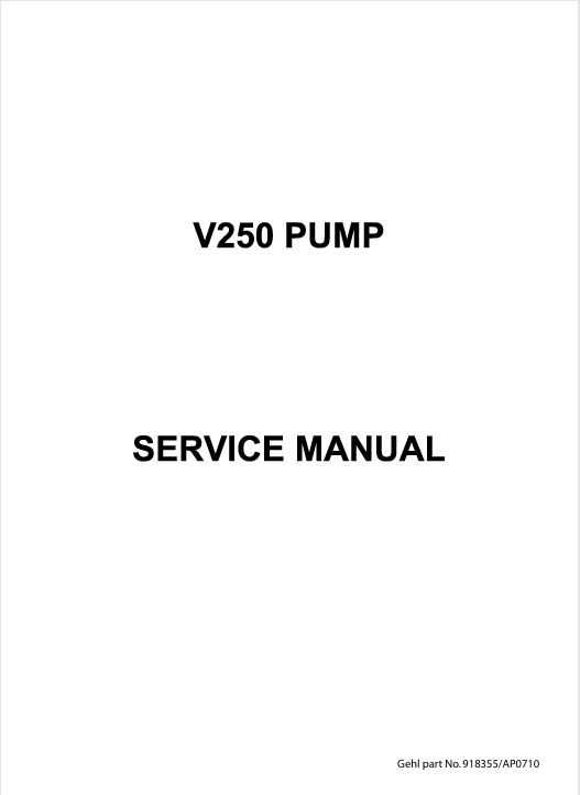 GEHL V250 Comer Pump Service Repair Manual 918355-REVA PDF Download