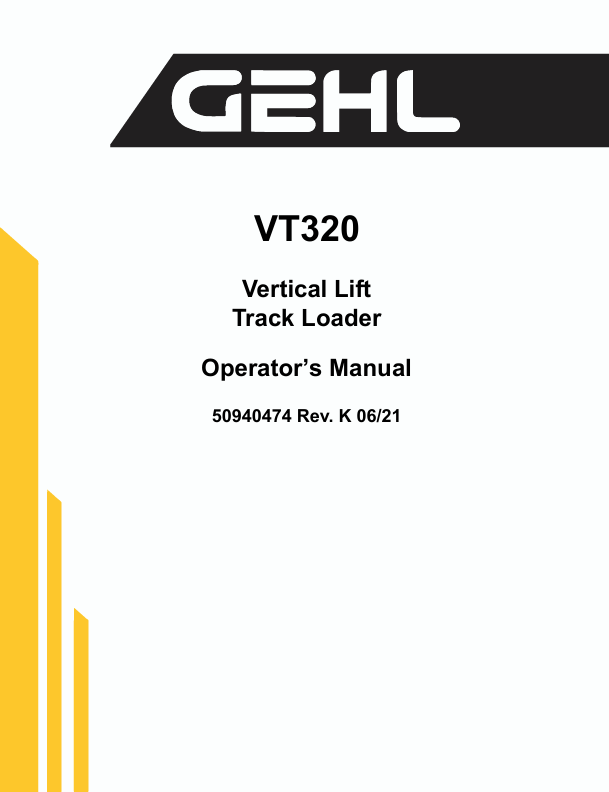 GEHL VT320 Track Loader Operator Manual PDF | Part No. 50940474 Download