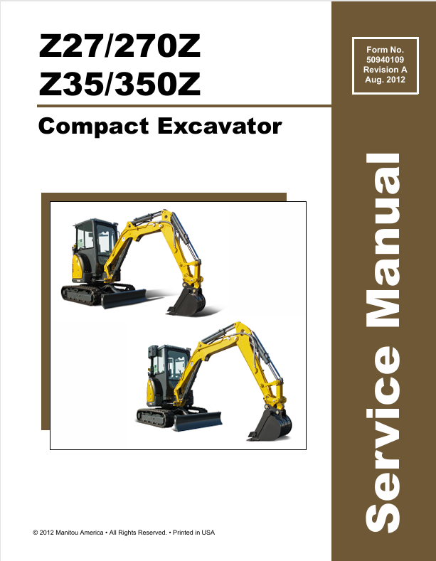 GEHL Z27 270Z Z35 350Z Compact Excavator 50940109A Service Manual PDF