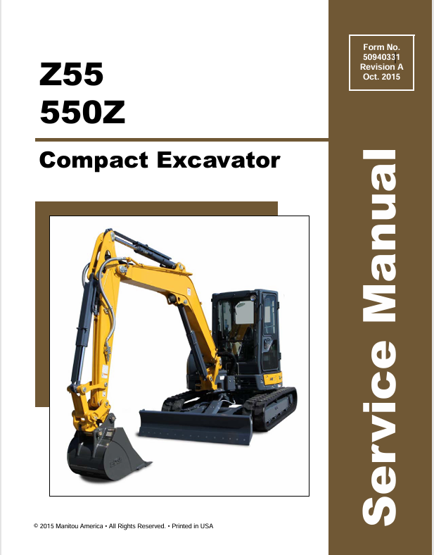 GEHL Z55 & 550Z Compact Excavator Service Manual PDF | Complete Repair Guide (50940331A)