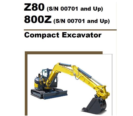 GEHL Z80, 800Z COMPACT EXCAVATOR SERVICE REPAIR MANUAL - PDF FILE