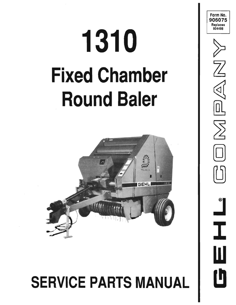 1310 Gehl Fixed Chamber Round Baler Service Parts Manual 906075 | Complete Repair & Parts Guide