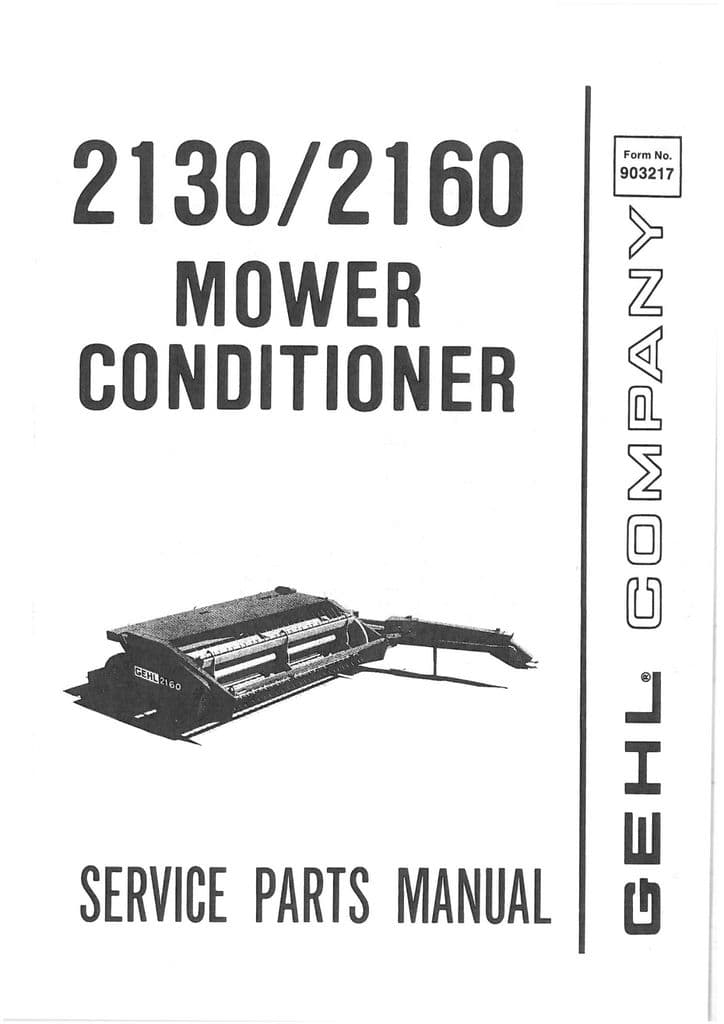 2130 / 2160 Gehl Mower Conditioner Parts Manual – OEM Parts Guide & Repair Reference