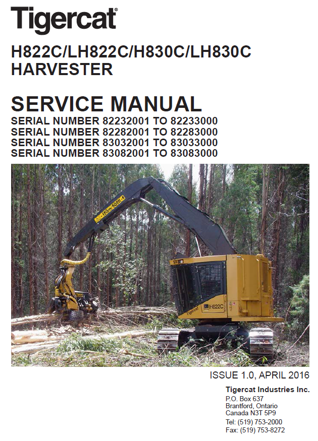 TIGERCAT H822C HARVESTER SERVICE REPAIR MANUAL