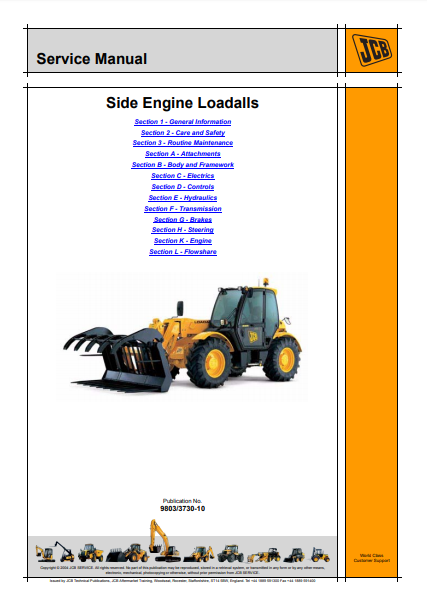 JCB 531-70, 533-105, 535-95/125, 535-140, 536-60, 540-140/170, 541-70 & 550-140/170 Loader Service Manual | S/N 1422000-1441999