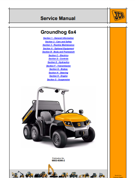JCB Groundhog 6×4 Utility Vehicle Workshop Service Repair Manual – Serial No. 1157000–1158999
