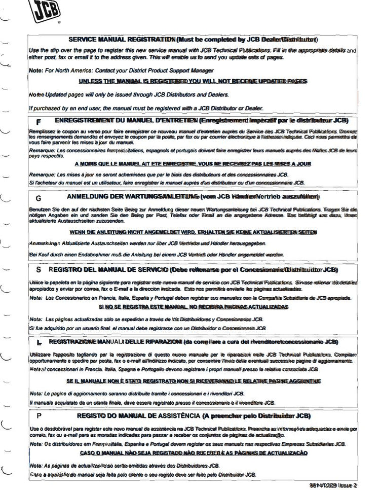 JCB 214 3CX 1400B Backhoe Loader Manual – Service, Repair & Operator Guide