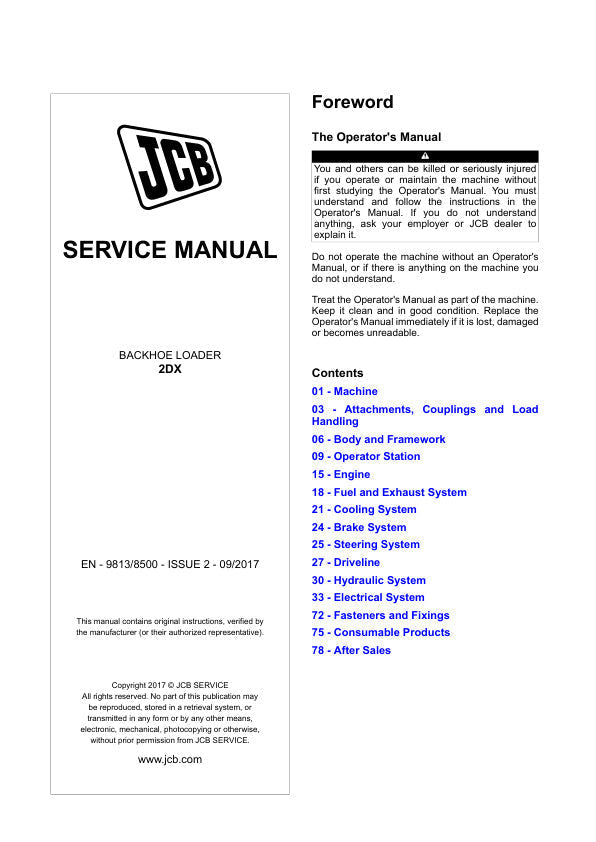 JCB 531-70, 535-95, 536-60, 541-70, 533-105, 536-70, 526-56, 550-80 & T-Series Service Manual – 9813-4500-2