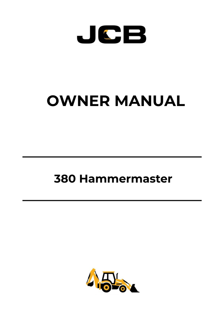 JCB 380 HammerMaster Owner Manual 9800-0062 PDF Download Guide