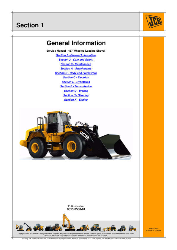 JCB 467 Wheel Loader Shovel Service Manual 9813/0500-01 PDF
