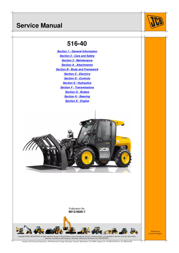 JCB 516-40 Service Manual 9813/4600-1 – PDF Repair & Maintenance Guide