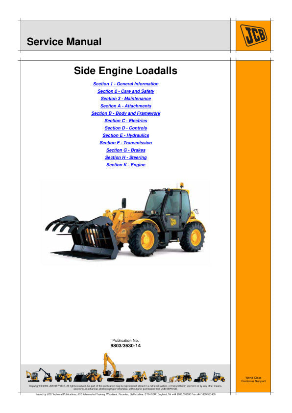 JCB 530-70, 532-120, 533-105, 535-60, 535-95, 535-125, 535-140, 537-135, 540-140 & 540-170 Service Manual 9803/3630-14 PDF