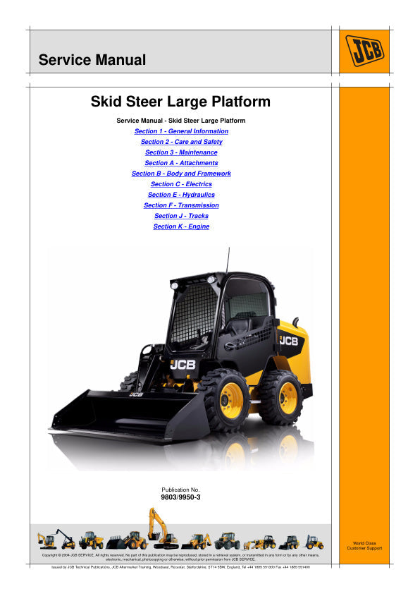 JCB 8061 Compact Excavator & 225–330 Skid Steer Large Platform Service Manual - 9803/9950-3
