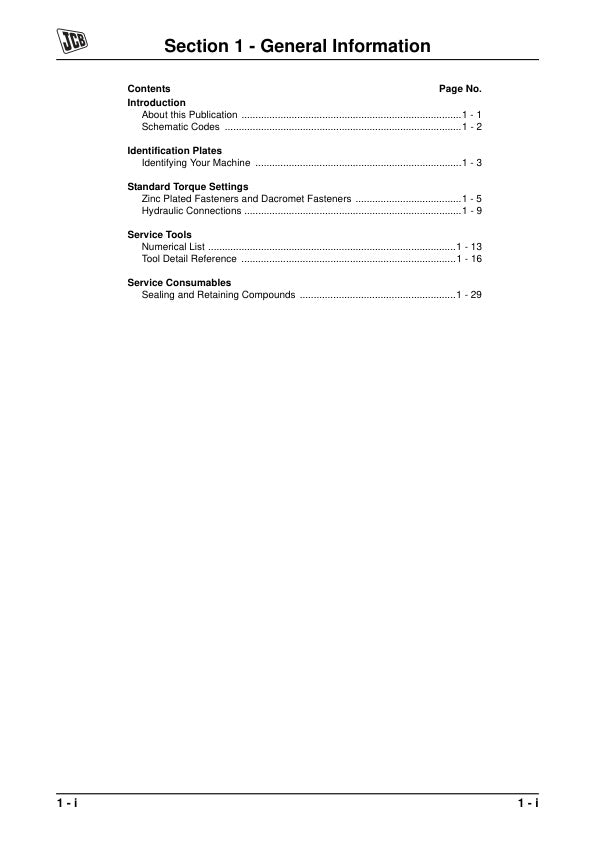JCB 8061 Compact Excavator Service Manual 9813/1750-1