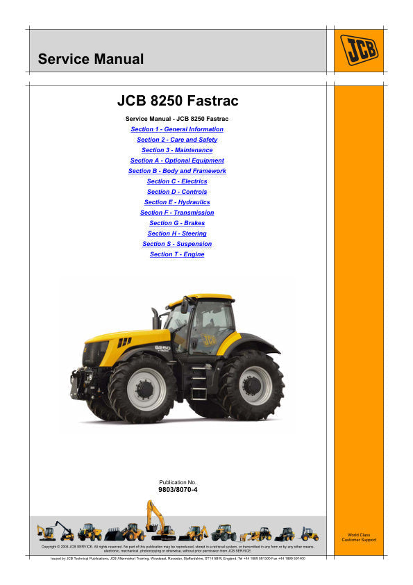JCB 8250 Fastrac Service Manual – 9803/8070-4 | Repair & Maintenance Guide