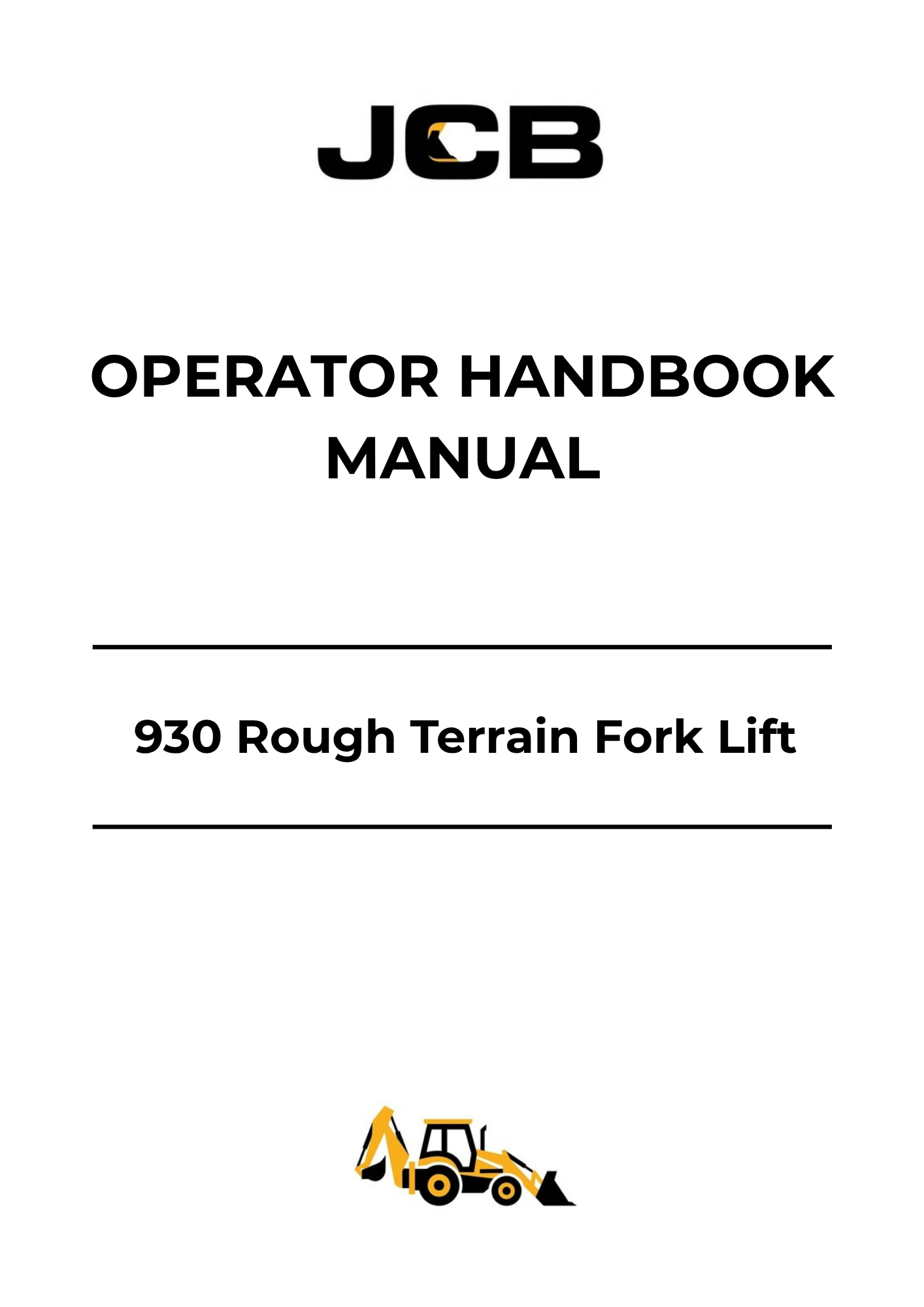 JCB 930 Rough Terrain Forklift Operator Handbook Manual PDF Download