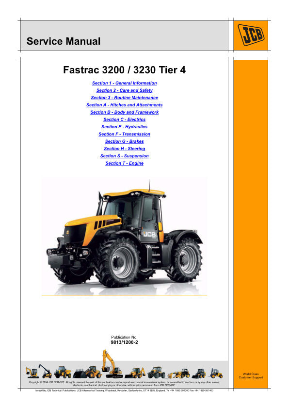 JCB Fastrac 3200 & 3230 Tier 4 Service Manual 9813/1200-2 PDF