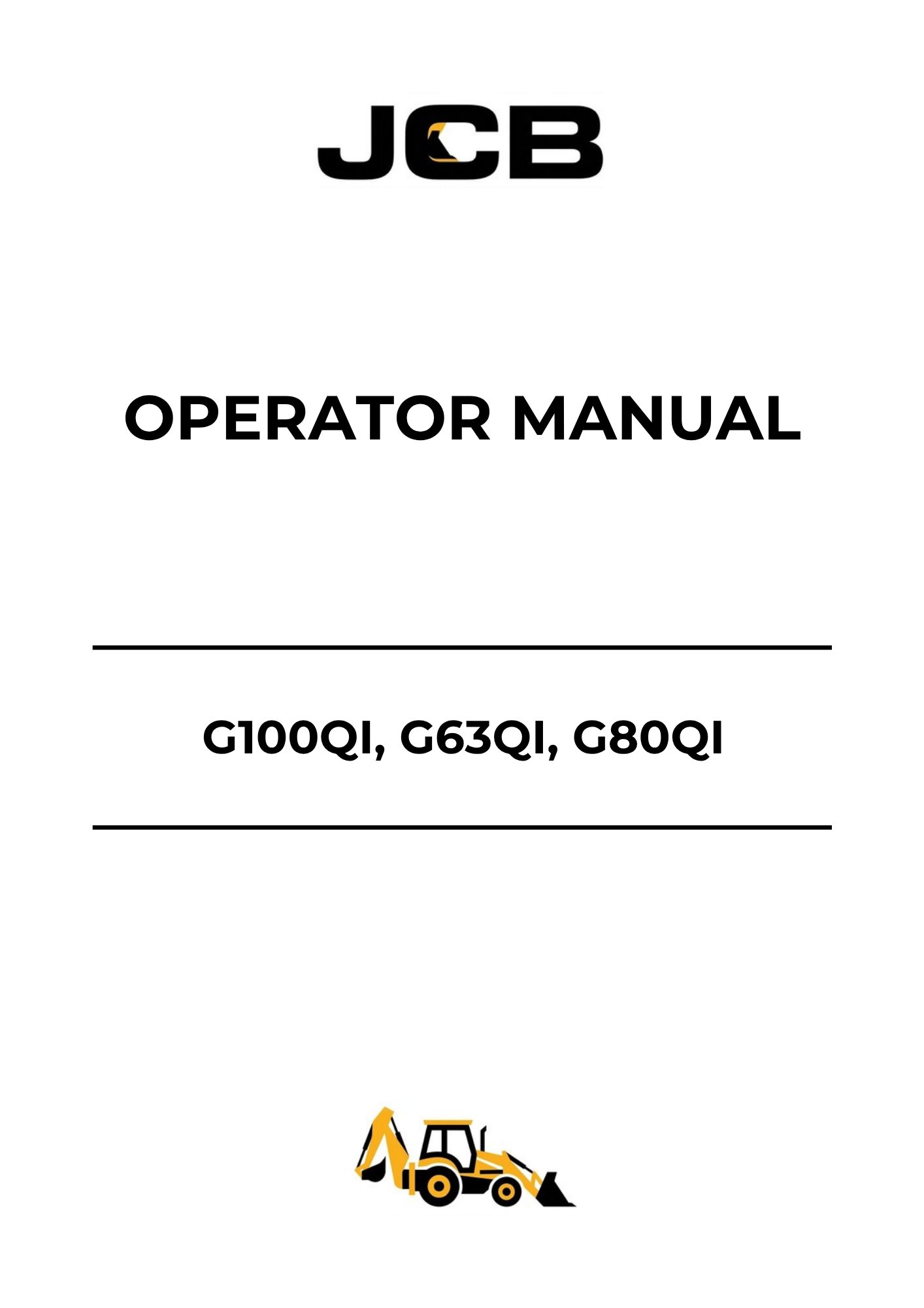 JCB G100QI, G63QI & G80QI Operator Manual 9821-9000 PDF Download