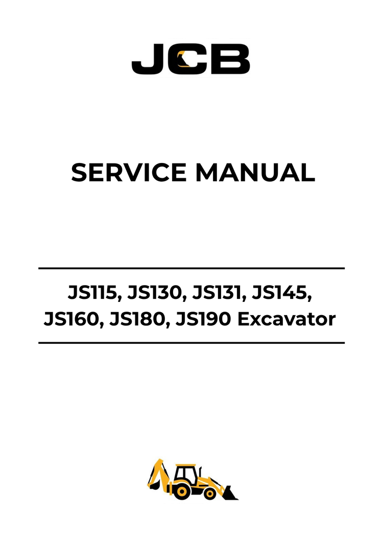JCB JS115, JS130, JS131, JS145, JS160, JS180 & JS190 Excavator Service Manual PDF Download