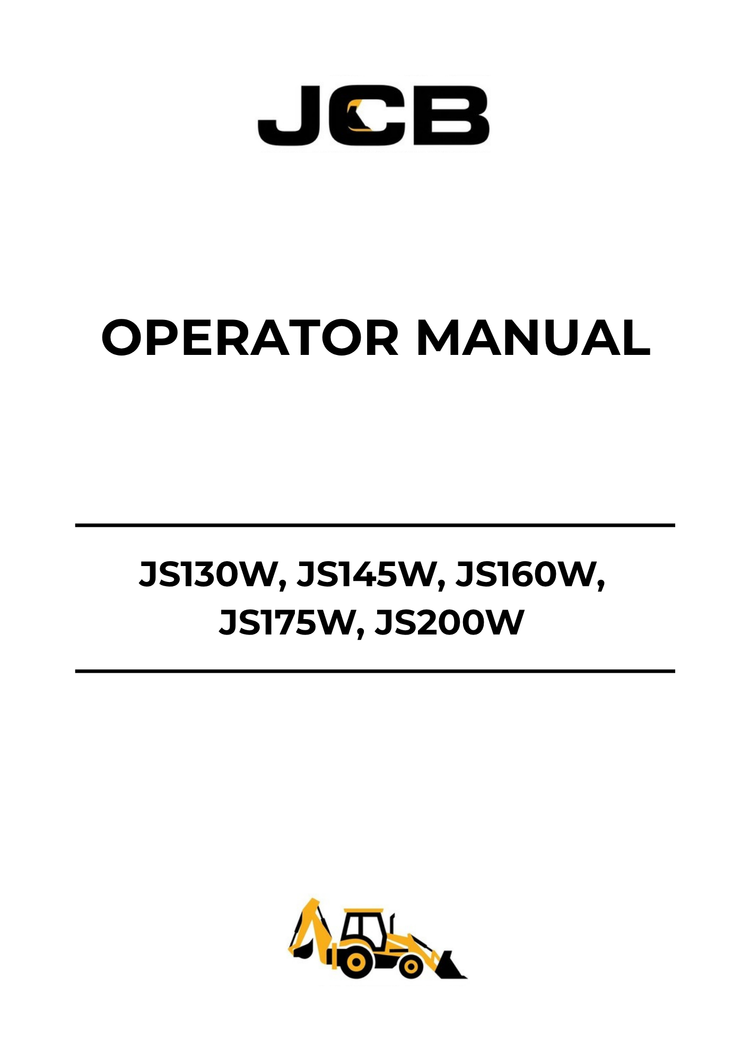 JCB JS130W, JS145W, JS160W, JS175W & JS200W Operator Manual PDF Download