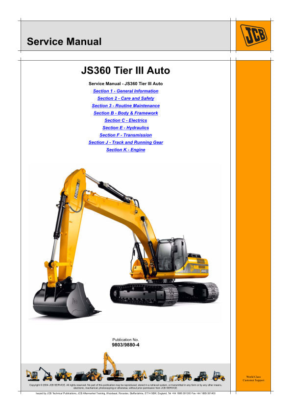 JCB JS360 TIER III Auto Service Manual – 9803/9880-4