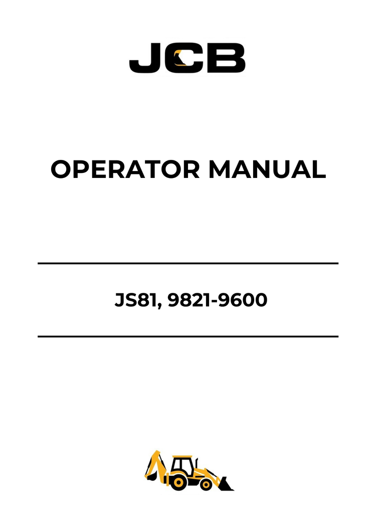 JCB JS81 Operator Manual 9821-9600 PDF Download | Complete Service Guide