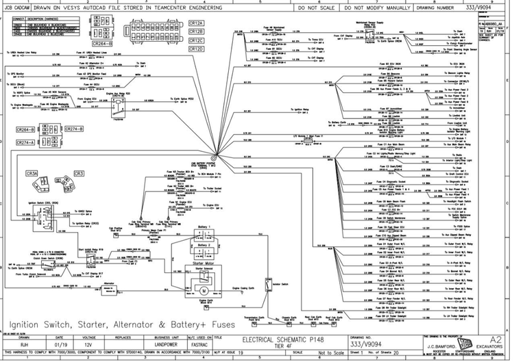 JCB Fastrac 4190-1 T4F Tractor (2015-2020) Electrical & Hydraulic Diagram Manual PDF