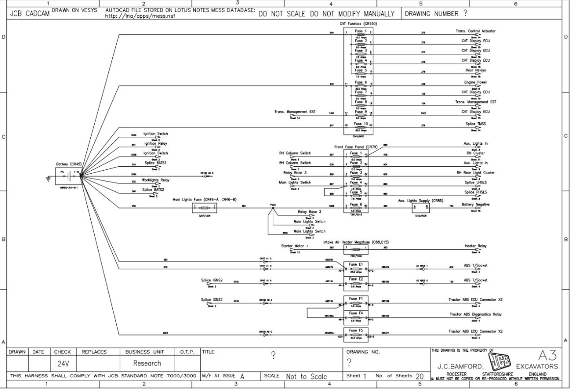 JCB Tractor Fastrac 8250-1 T3 (2005-2006) Electrical Diagram Manual PDF Download