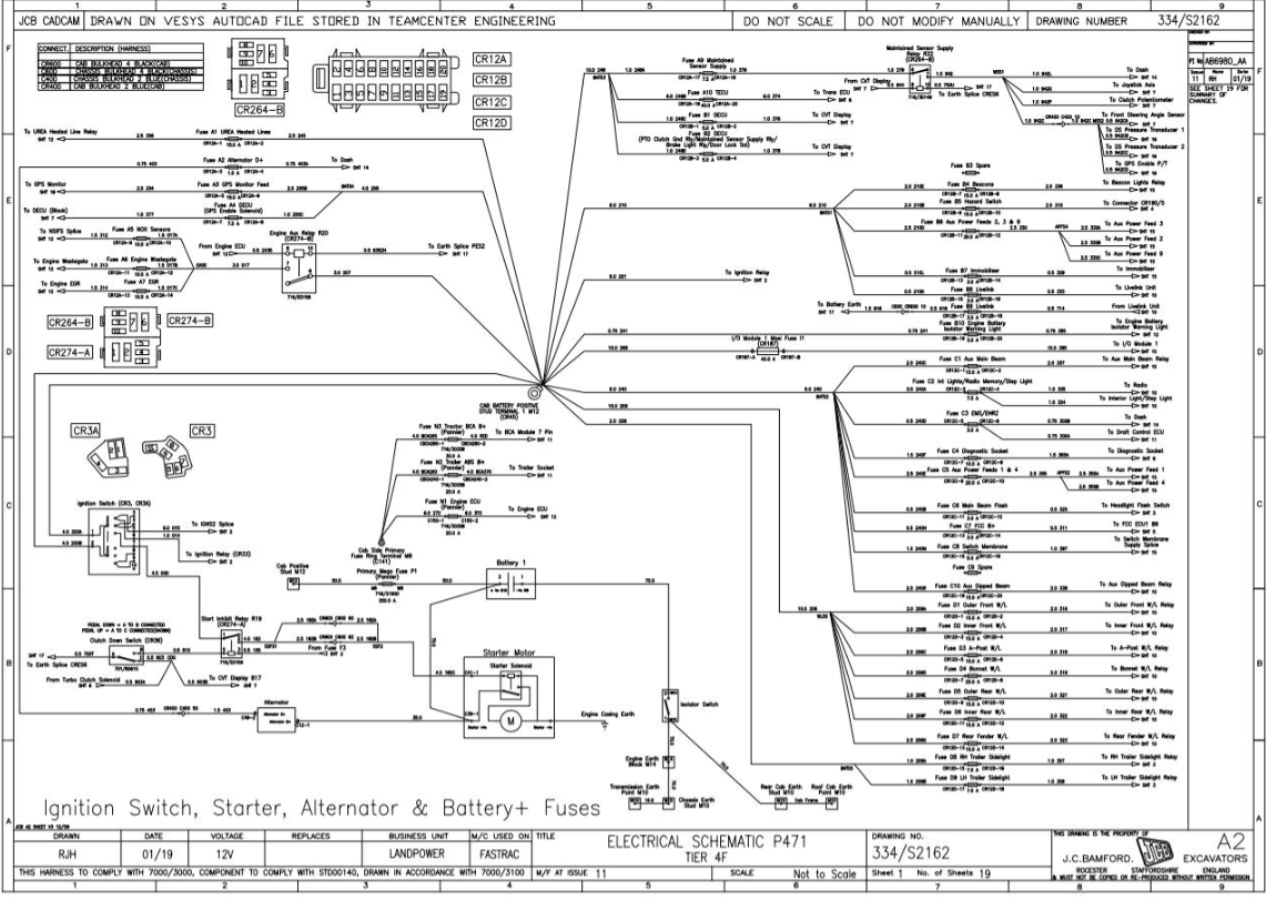 JCB Fastrac 8330-4 T4F Tractor 2016-2020 Electrical & Hydraulic Diagram Manual PDF