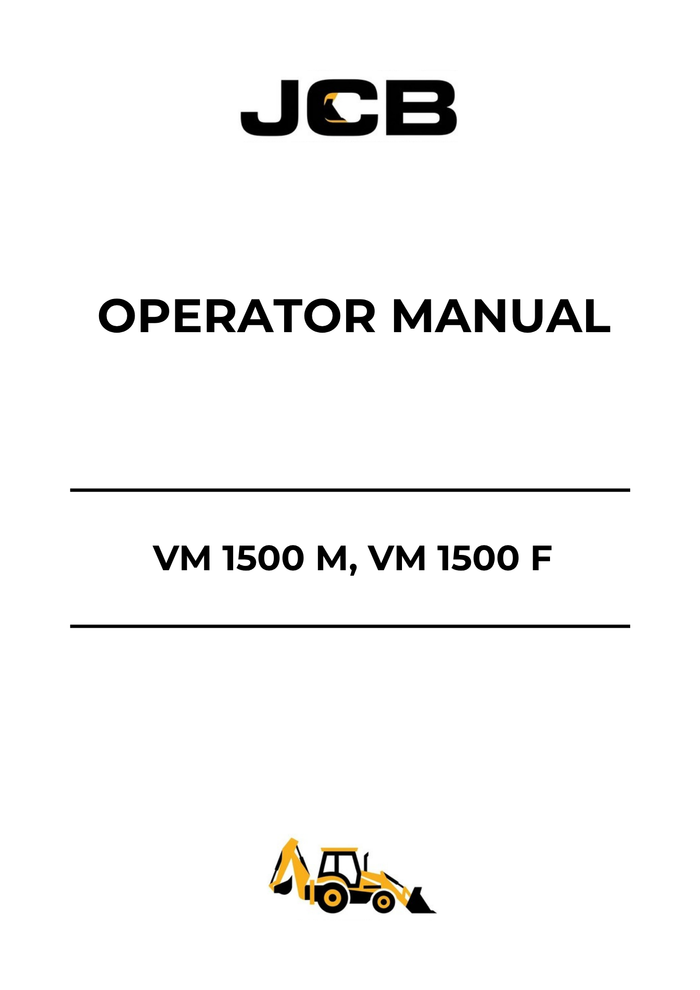JCB VM 1500 M & VM 1500 F Operator Manual 9811-9250 PDF Download