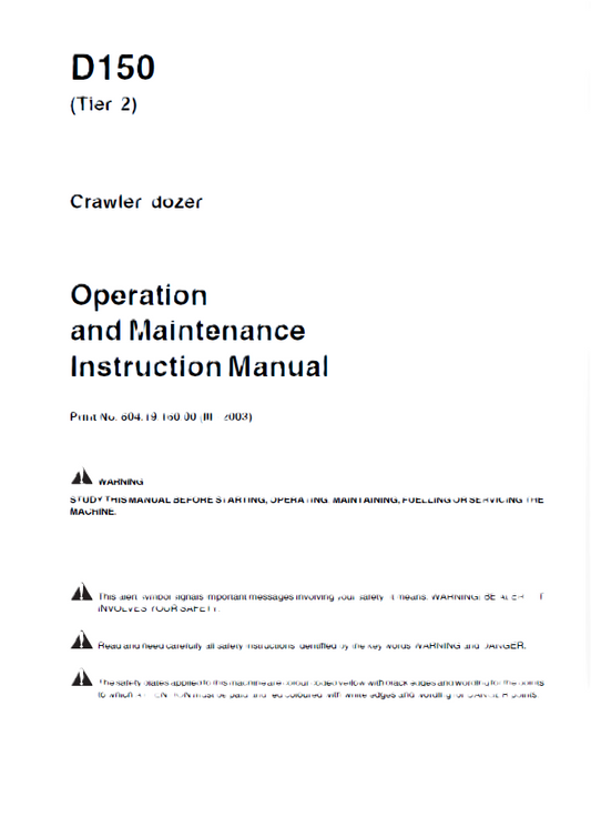 Kobelco D150 Tier 2 Bulldozer Operator Manual PDF Download