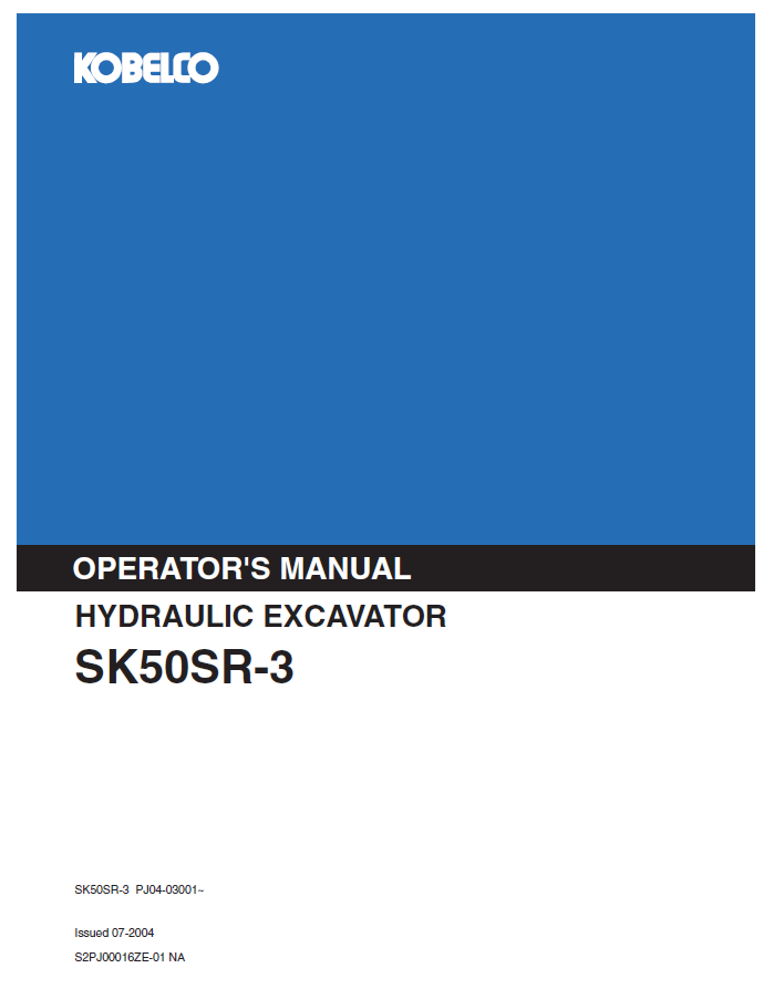KOBELCO HYDRAULIC EXCAVATOR SK50SR-3 OPERATOR MANUAL