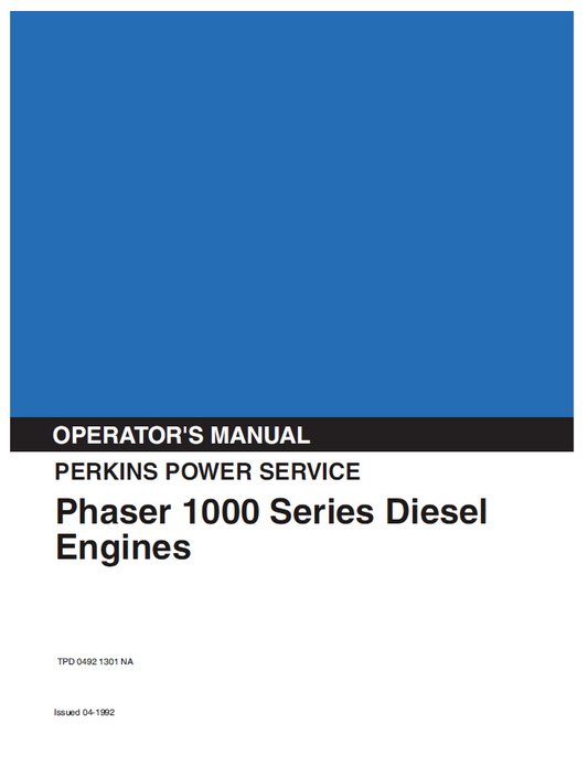 KOBELCO Perkins Phaser 1000 Series Diesel Engines Operator Manual