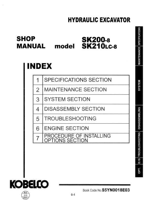KOBELCO SK200-8 & SK210LC-8 (J05E-TA) Shop Manual S5YN0018E03 PDF Download