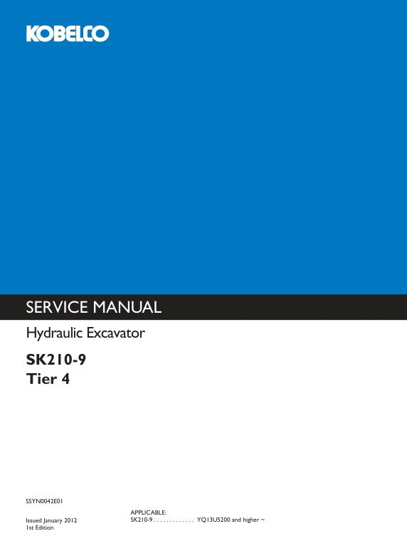 KOBELCO SK210-9 Tier 4 Service Manual S5YN0042E01 PDF Download