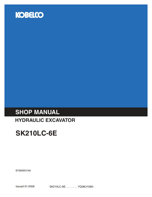KOBELCO SK210LC-6E Excavator Service Manual 87360653 PDF Download
