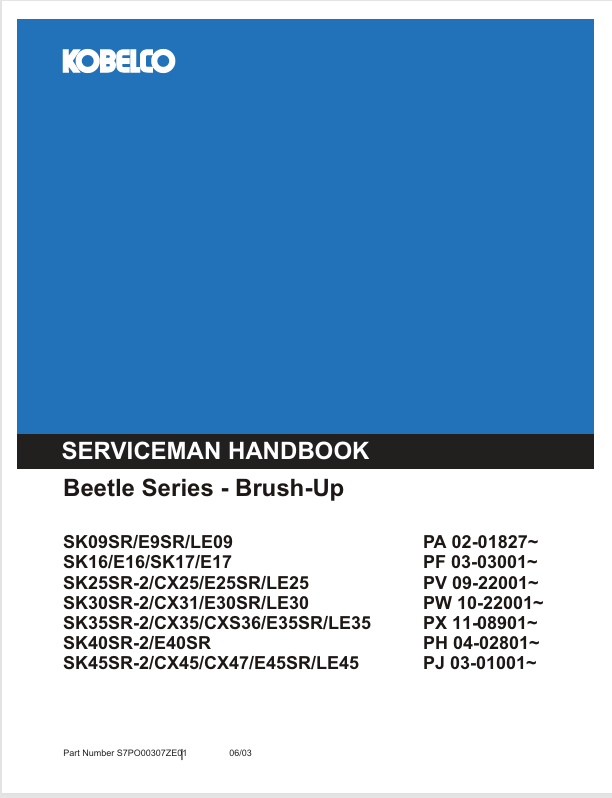 KOBELCO SK Series (S7PO00307ZE01) Operator Manual PDF Download