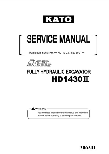 Kato Excavator HD1430III Service 306201