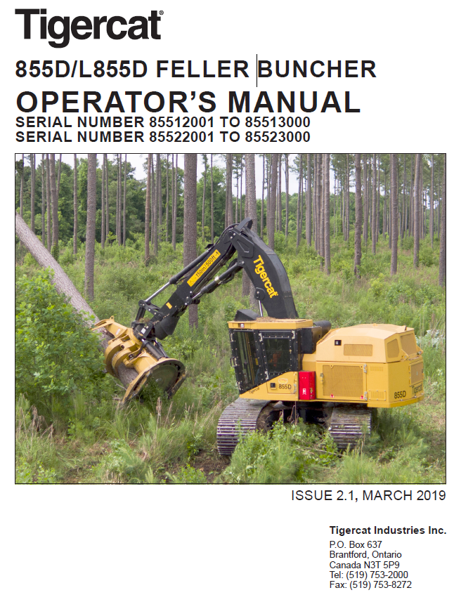 TIGERCAT 855D FELLER BUNCHER MISCELLANEOUS MANUAL (85512001-85513000)