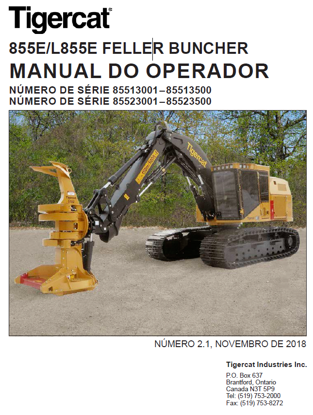 TIGERCAT 855E FELLER BUNCHER OPERATOR/USER MANUAL (85513001-85514000)
