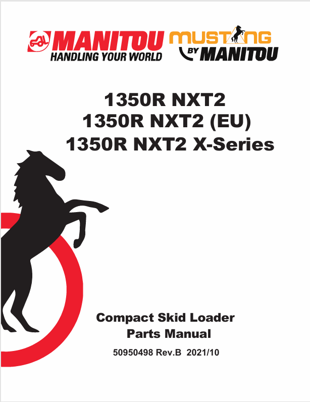 MUSTANG 1350R NXT2 Compact Skid Loader (50950498) Parts Manual PDF File