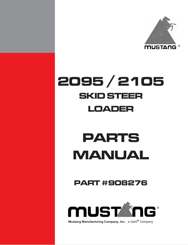 MUSTANG 2095, 2105 Skid Steer Loader (908276) Parts Manual PDF File
