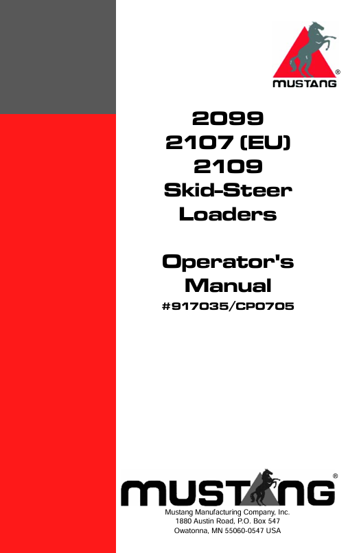 MUSTANG 2099, 2107, 2109 (917035) Operator's Manual PDF Download